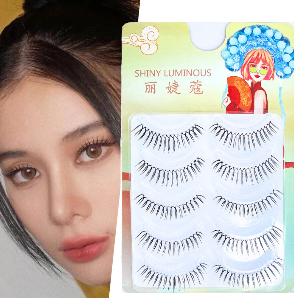 👸5 คู่ Cross ขนตาปลอม U-รูปก้านโปร่งใสการ์ตูน Eye แต่งหน้านํากลับมาใช้ใหม่ Natural Lash Extension - รูปที่ 2