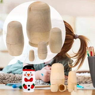 ชุด5ชิ้น ตุ๊กตาไม้เปล่า DIY ทำตุ๊กตารัสเซียเอง ของเล่นงานฝีมือสําหรับเด็กmatrioska