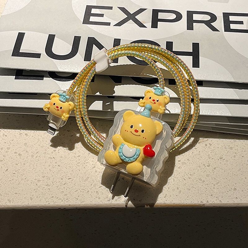 หมีน้อยน่ารัก Charger Protector สําหรับ VIVO 18W V1820L0E0 VIVO Y22S Charger case 33W 80W ชาร์จฝาครอ