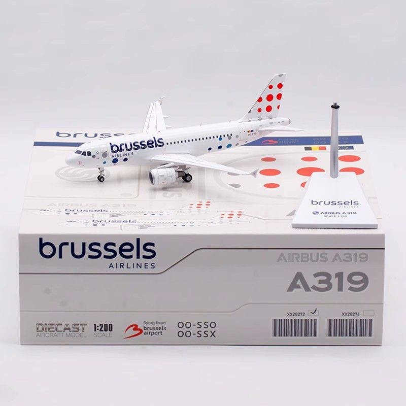 พร้อมส่ง เครื่องบิน JC Wings 1: 200 เครื่องบินรุ่น Alloy Pruscell Airlines Airbus A319 OO-SSO