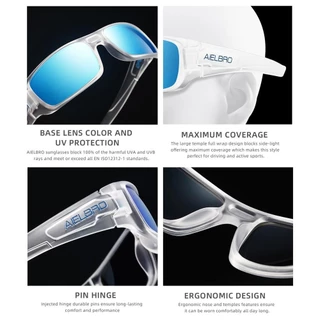 AIELBRO แว่นตากันแดดสำหรับการขี่จักรยานและมอเตอร์ไซค์ ป้องกันรังสี UV