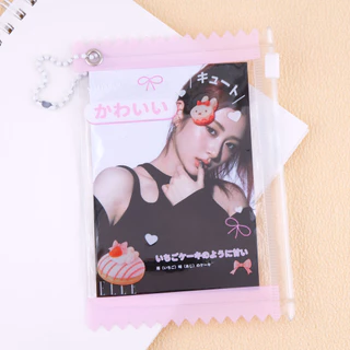 hello ซองใส่การ์ด สีใส พร้อมที่ห้อยพวงกุญแจ มีซิป ลายน่ารัก กันน้ำ