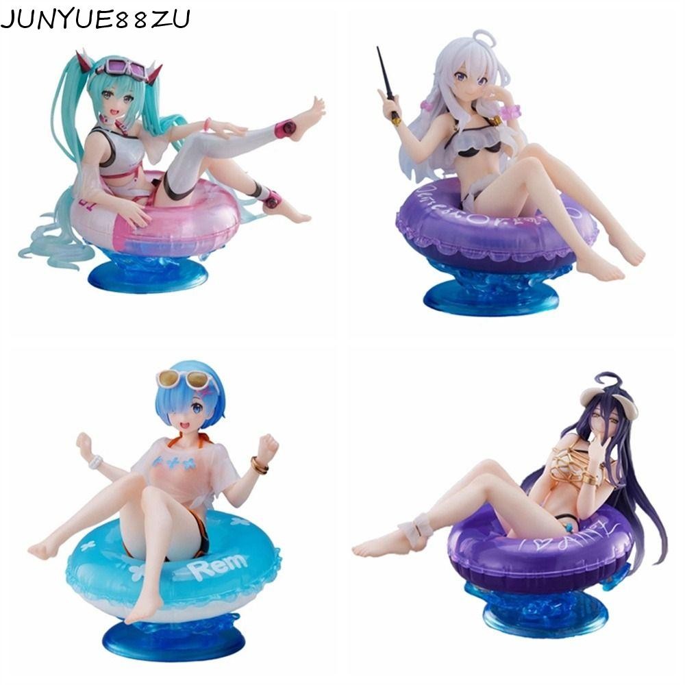 JUNYUE88ZU Hatsune Miku รูป,นั่งว่ายน้ําแหวน Aqua Float Elaina Action Figure, PVC สาวหุ่นชุดว่ายน้ํา