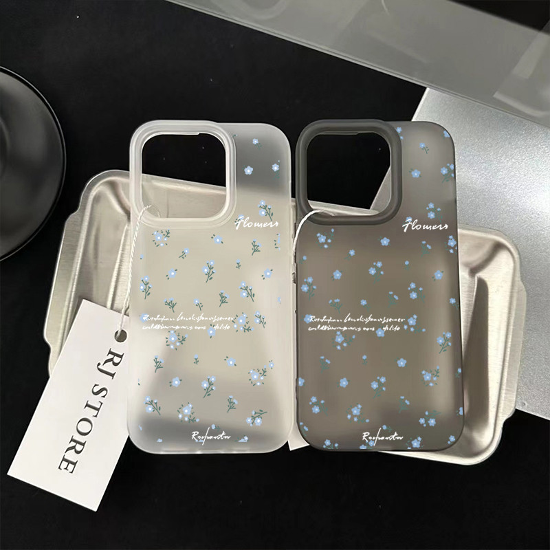 เคส ไอโฟน For iPhone 13 14 15 สากล เคสโทรศัพท์มือถืออะคริลิคใส ดอกไม้สีฟ้าขนาดเล็ก 11 12 ProMax 7 8Plus X XSMax XR