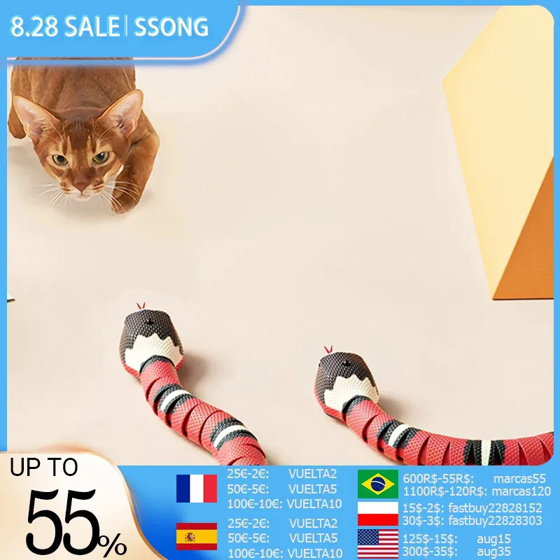 Smart Sensing Snake Cat Toys Interactive Automatic Eletronic Snake Cat Teaser USB Charging Cat Acces