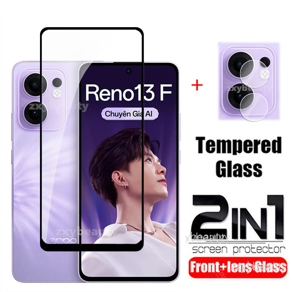 Oppo Reno 13F 13 5G 2024 ป้องกันหน้าจอคลุมทั้งหมดกระจกนิรภัยสําหรับ Reno13 Reno13F ฟิล์มเลนส์กล้องโทรศัพท์กระจกป้องกัน