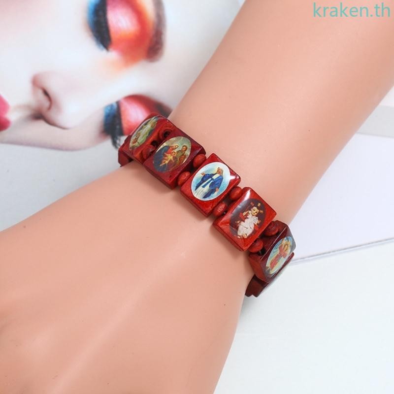 Kra คาทอลิกไอคอนสร้อยข้อมือพระแม่มารีศาสนาสร้อยข้อมือ Unisex 3 สี
