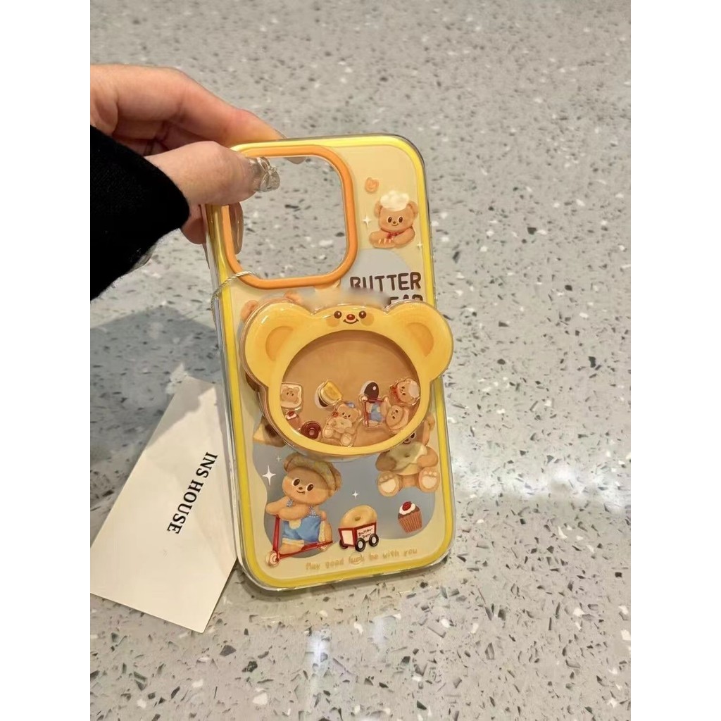 ใหม่การ์ตูนน่ารักหมีเนย iPhone16 เคสโทรศัพท์ iPhone15/14/13/12 เคสกันกระแทก iPhone11pro เคสป้องกันโทรศัพท์มือถือ