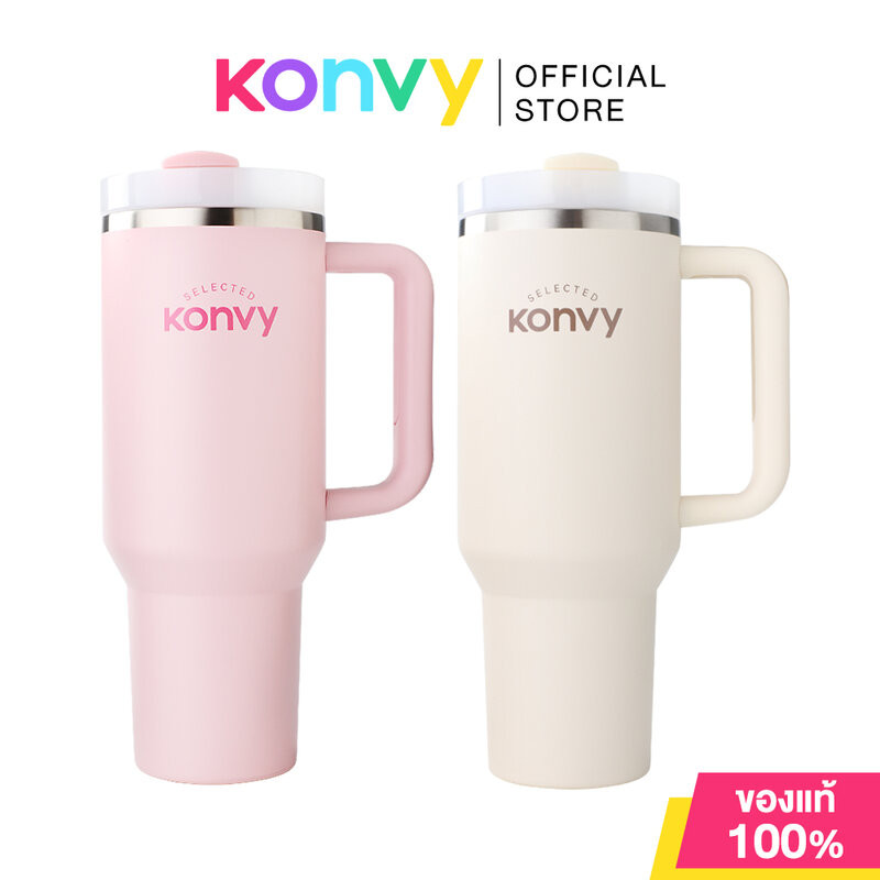 Konvy Insulated Tumbler คอนวี่ แก้วน้ำเก็บอุณหภูมิ (Pink/White)
