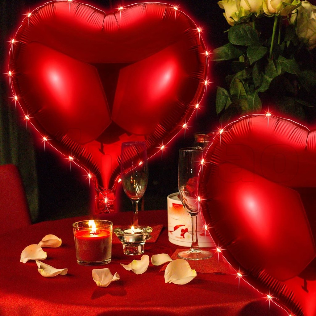 32นิ้ว นํา ขนาดใหญ่หัวใจสีแดงฟอยล์ลูกโป่งพองฮีเลียมบอลลูน ทําเอง เครื่องประดับงานเลี้ยงวันเกิดสําหรับวันวาเลนไทน์ของขวัญแต่งงาน - รูปที่ 2