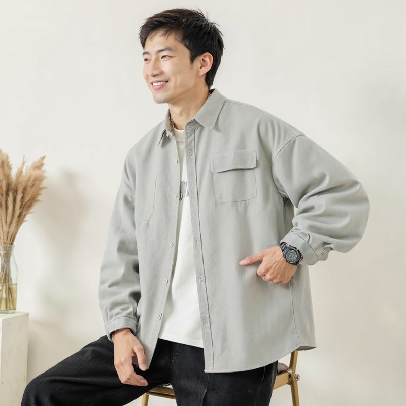 Eershenshi เสื้อเชิ้ตผู้ชายอินเทรนด์ Vibe สไตล์เกาหลี Pu Shuai เสื้อเชิ้ตผู้ชายสไตล์อเมริกัน ราคา ถูกที่สุด ดีลบีเคเค แกลเลอรีภาพที่ 8