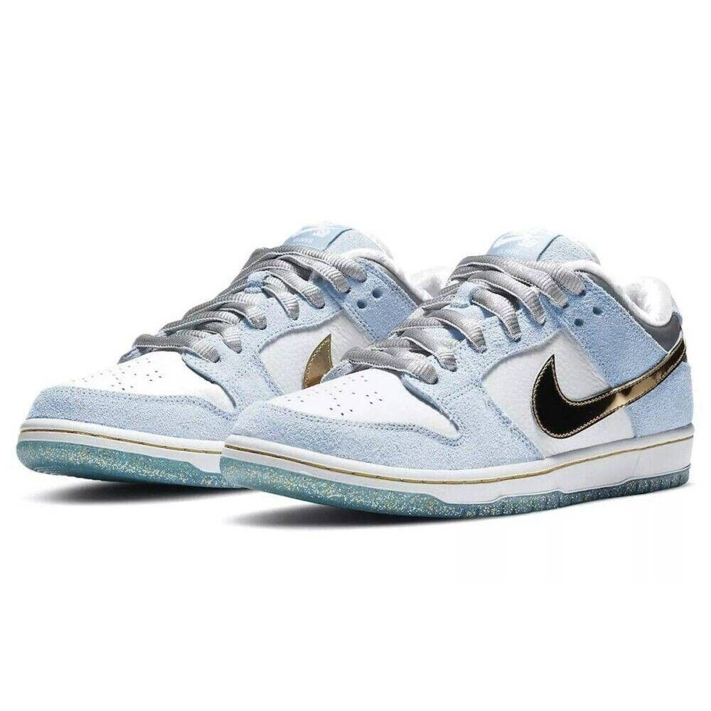 SEAN cliver X Nike SB Dunk Low Pro QS "วันหยุดพิเศษ" สีขาวสีฟ้าสีทองสีฟ้า Val