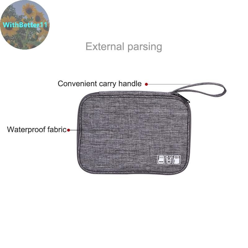 Better 1 PC สีดําสีเขียวกระเป๋าเก็บอุปกรณ์เสริมอิเล็กทรอนิกส์แบบพกพา Usb Data Cable Charger Plug Travel กันน้ํา Organizer TH