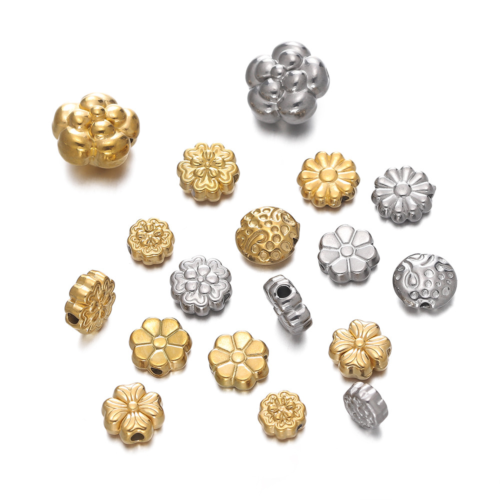 ลูกปัดดอกไม้สแตนเลส  5 ชิ้น คุณภาพสูง สำหรับ DIY สร้อยข้อมือ-สร้อยคอ แบบผสมเสน่ห์