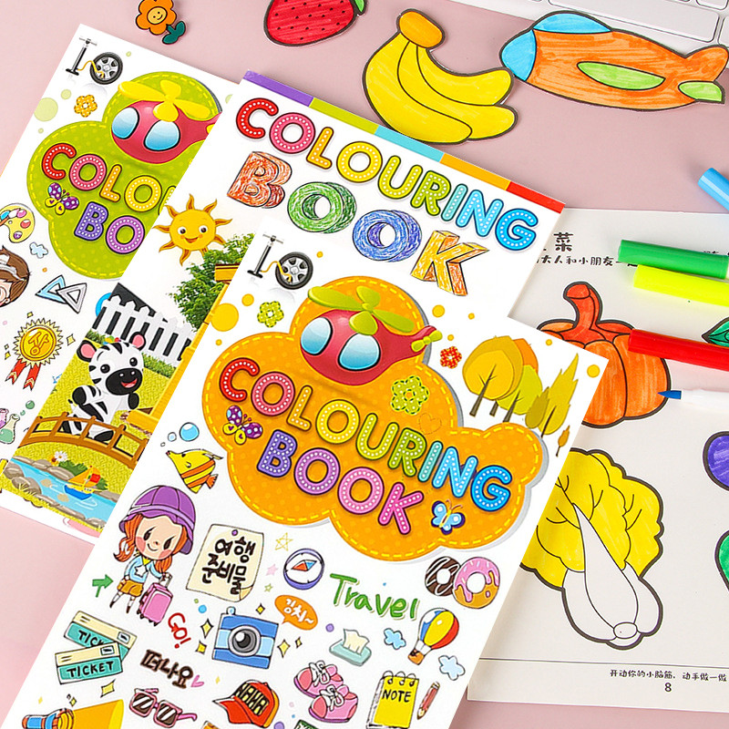 สมุดระบายสี หนังสือระบายสี หนังสือระบายสีเด็ก กระดาษหนาและไม่ฉีกขาดง่าย 3-6ขวบ เด็กอนุบาลเบื้องต้น