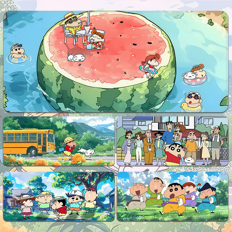 การ์ตูนเครยอนชินจังแผ่นรองเมาส์น่ารักสาวบุคลิกภาพสร้างสรรค์ที่กําหนดเองแผ่นโต๊ะขนาดใหญ่อะนิเมะแป้นพิมพ์เสื่อ