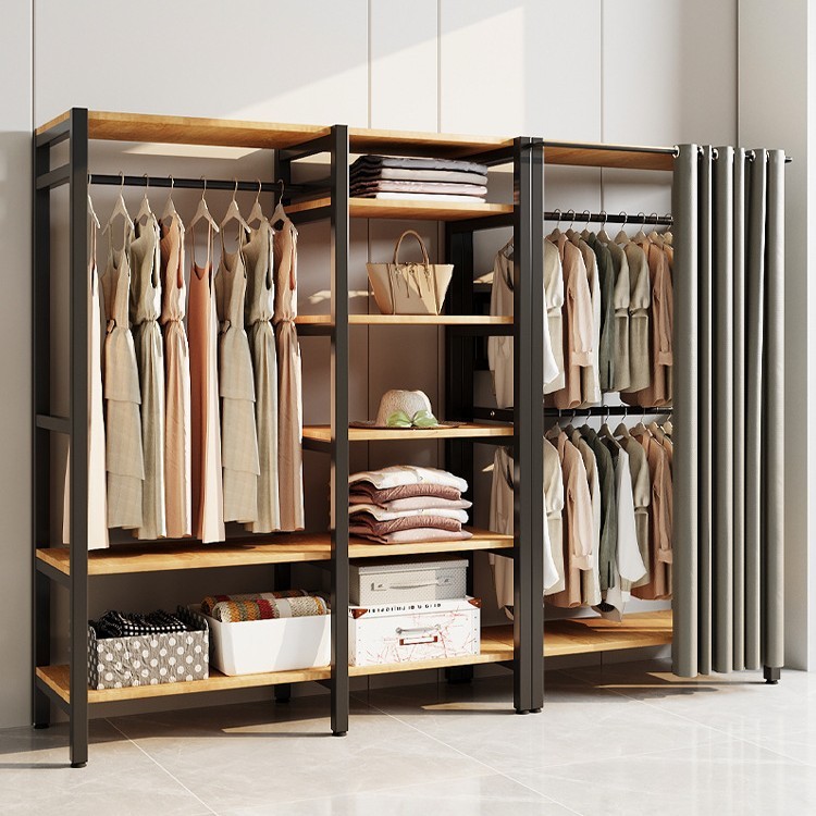 WISE  ตู้เสื้อผ้า ราวแขวนผ้า พร้อมชั้นวาง สามารถประกอบเองได้ง่ายๆ DIY ชั้นแขวนเสื้อผ้า rack ราวแขวนเสื้อผ้า