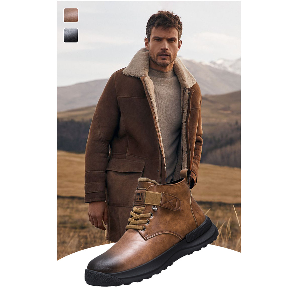 Martin รองเท้าผู้ชายหนา Soled Warm ขนแกะซับหนา Martin รองเท้าผู้ชายโดยรวมรองเท้าผู้ชาย Casual Snow B