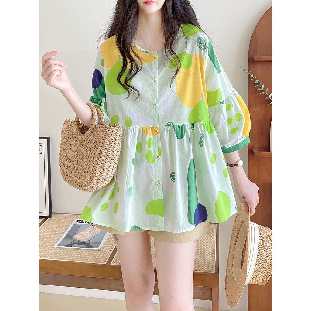 ส่งไวจากไทย⭐Summer⭐S-2XLเวอร์ชั่นเกาหลีด้านบนผู้หญิงรอบคอหัวเสื้อใหม่ A-word