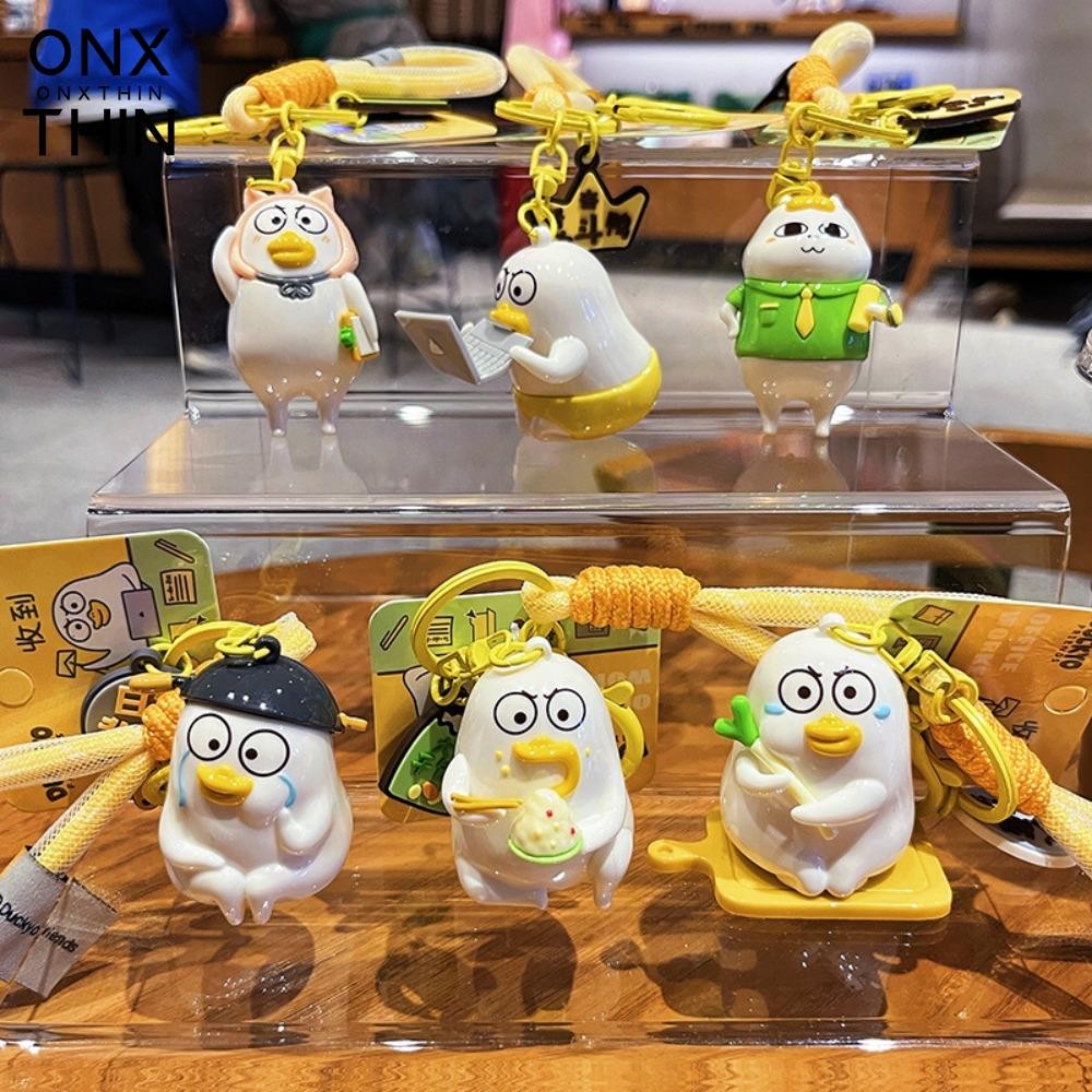 ONXTHIN Xiao Liu Duck Key Ring, Creative Cartoon Work Duck Key Chain,รูปกระเป๋า PVC