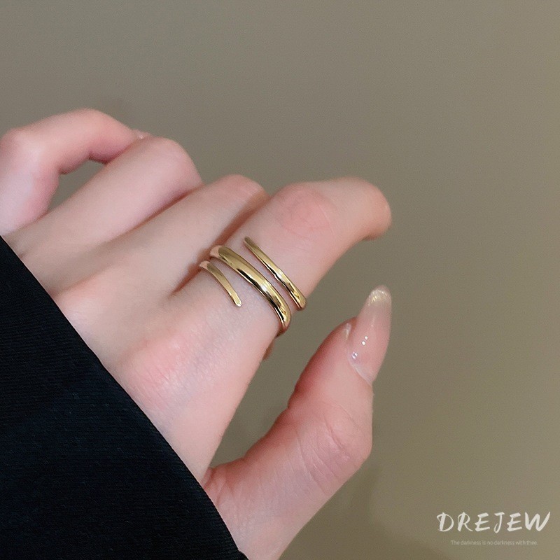 DREJEW طقم خاتم وسوار مفتوح هندسي (قطعتان) — صورة 6
