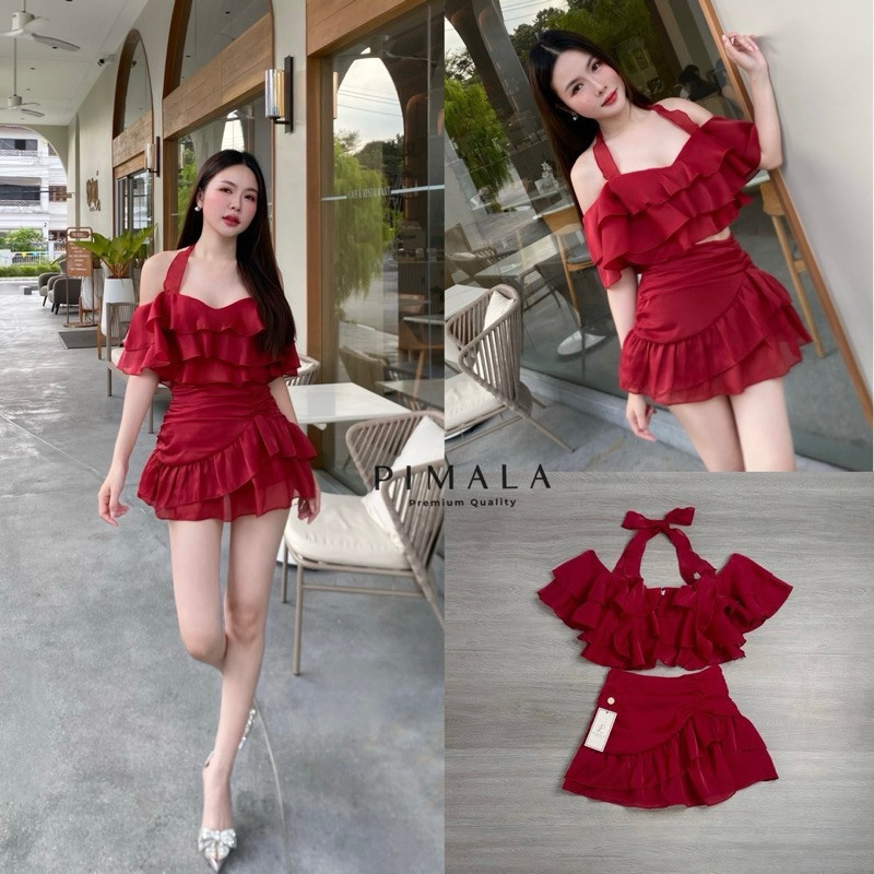 PD (พร้อมส่ง) pimala139 เซ็ทเสื้อระบายกรุยกรายเนื้อผ้าสวยขับผิวแบบผิวลูกคุณหนูไปเลยค้า  shop PD.shop