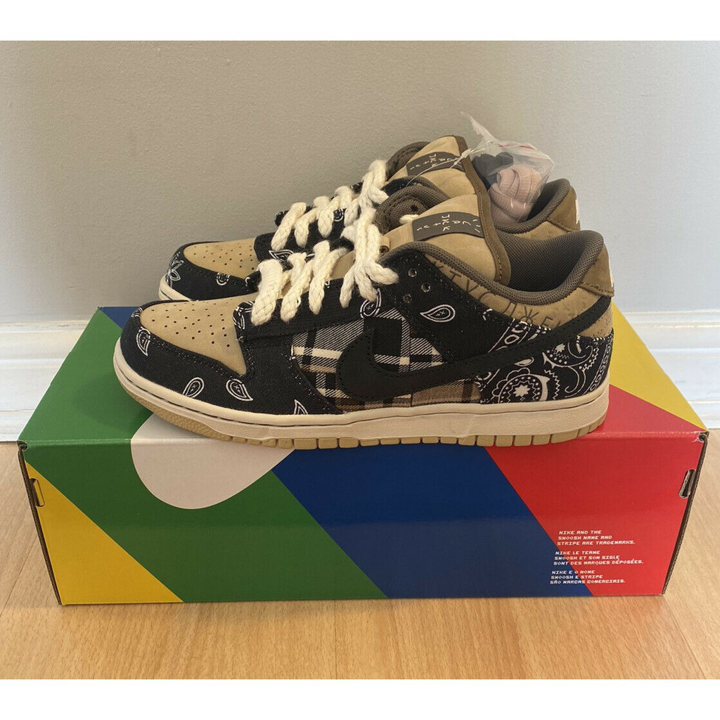 Travis Scott X SB Dunk Low QS สีเบจ น้ำตาล ดำ ct5053 001