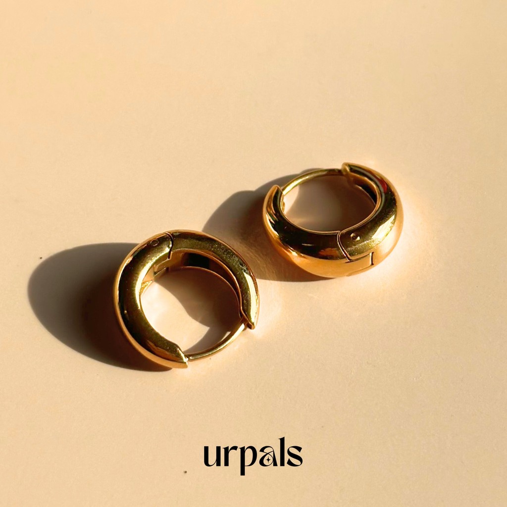 URPALS ต่างหูห่วง ต่างหู Stainless ชุบทอง 18K แพ้ง่ายใส่ได้