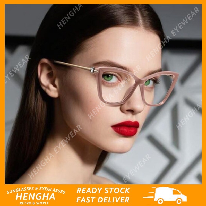 (HENGHA) TR90 แว่นตาสีชมพู Anti Blue Light คุณภาพสูง Ultra Light แว่นตาออปติคอลคอมพิวเตอร์