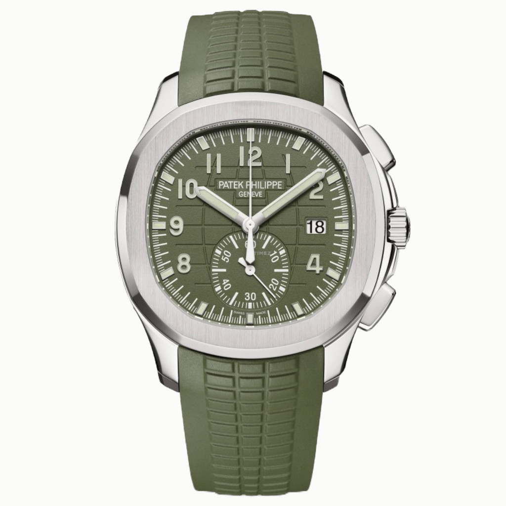 PP.Patekes PhilippeseeAQUANAUT Series 5968G-010 นาฬิกาข้อมือ Platinum Green Disc Chronograph Avocado