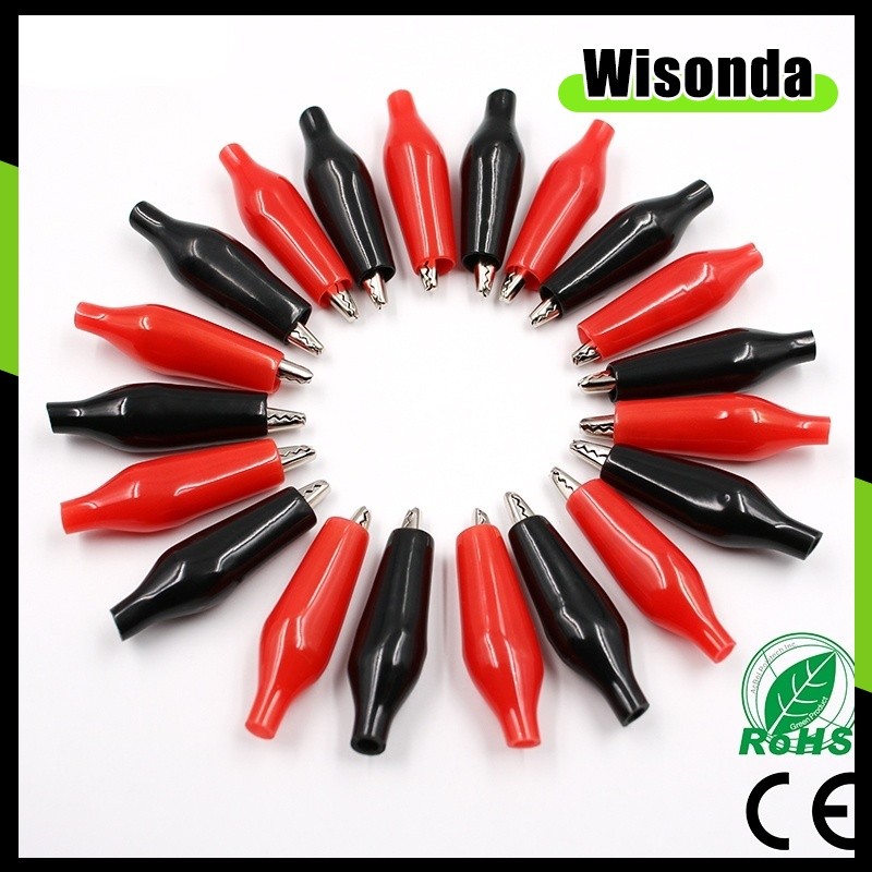 10ชิ้นโลหะจระเข้คลิป28มิลลิเมตร35มิลลิเมตร45มิลลิเมตรจระเข้คลิปเชยที่มีฉนวนกันความร้อนขนาดเล็กบูตสําหรับทดสอบไฟฟ้า