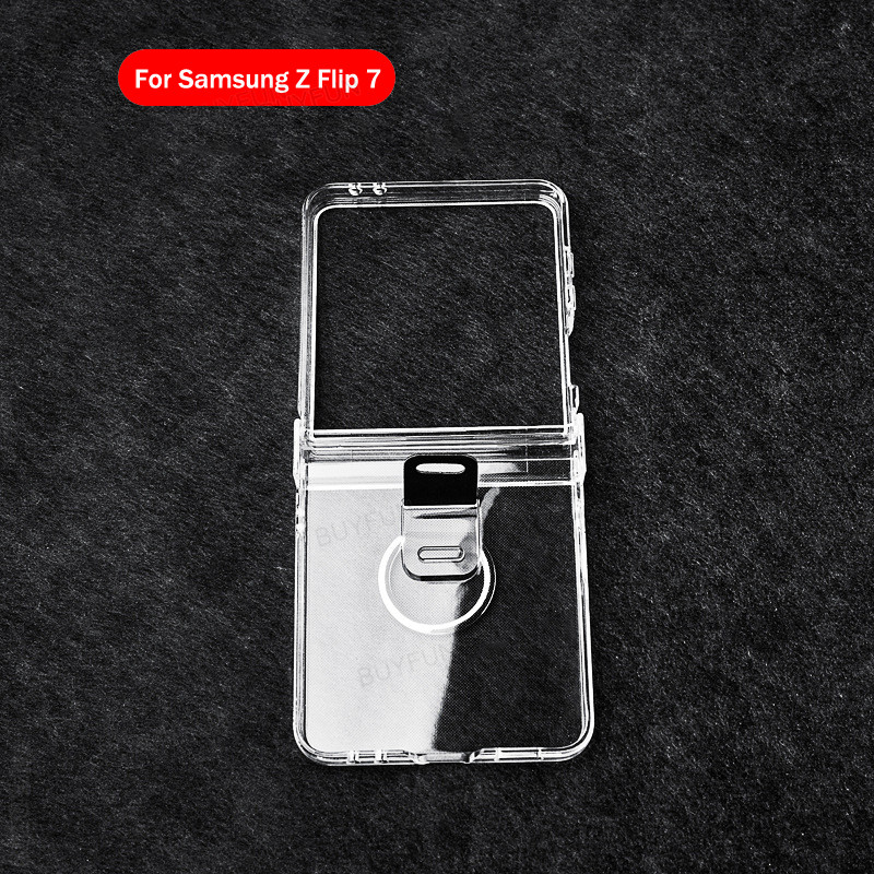 transparent shell with ring For Samsung Galaxy Z Flip 7 5G ZFlip7 zFlip Flip7 Casing whit hinge ราคา ถูกที่สุด ดีลบีเคเค แกลเลอรีภาพที่ 6