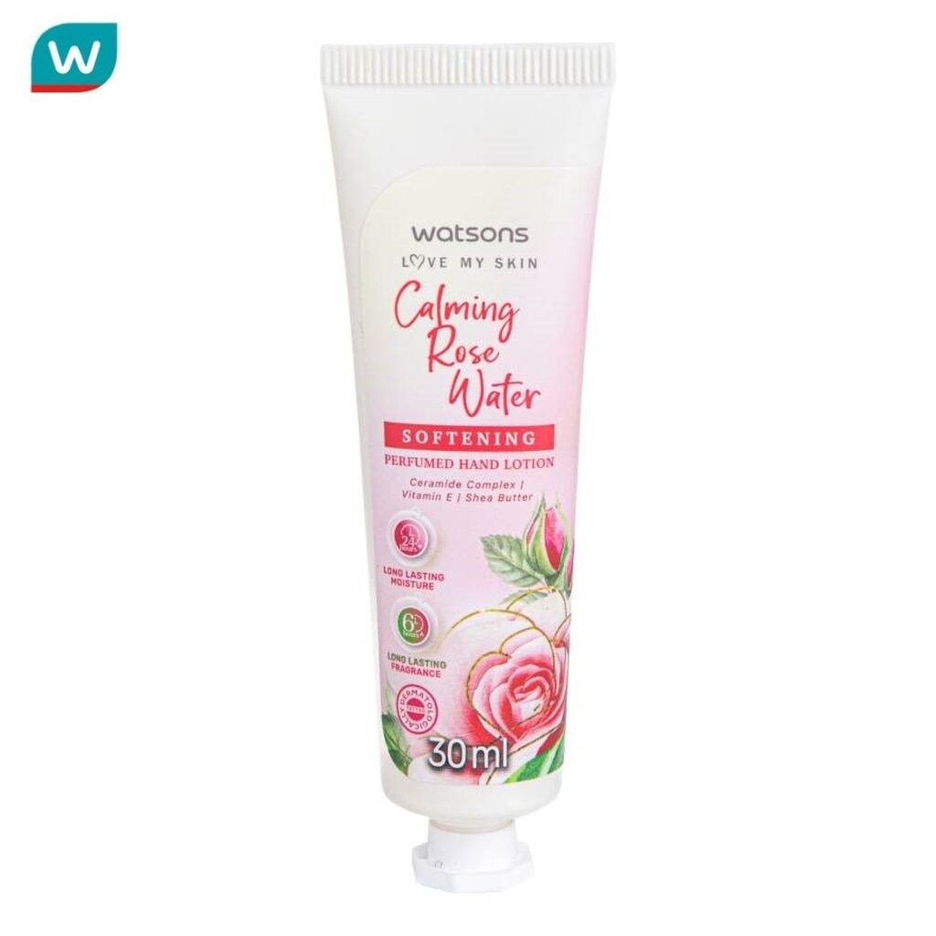 Watsons วัตสัน คาล์มมิ่ง โรส วอเตอร์ ซอฟเทนนิ่ง เพอร์ฟูม แฮนด์ โลชั่น 30 มล.