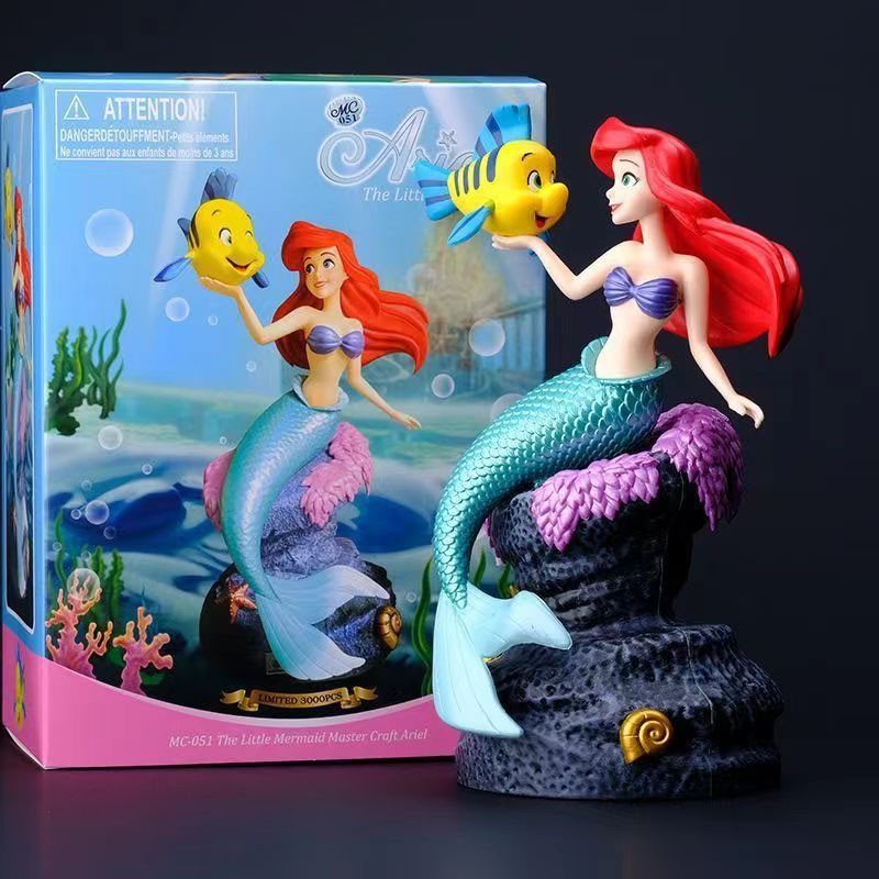 Little Mermaid อะนิเมะรูป Ariel Princess Flatfish รุ่น Q PVC ตัวเลขการกระทําเค้กตกแต่งตุ๊กตาของเล่นเด็กของขวัญ