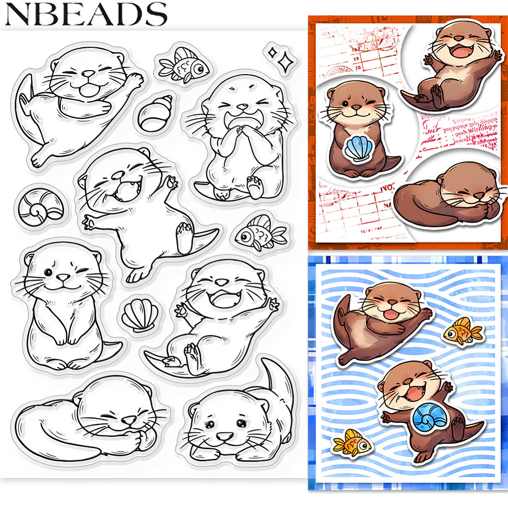 1sheept Custom ฤดูร้อนธีม PVC พลาสติกแสตมป์ใสสําหรับ DIY Scrapbooking อัลบั้มภาพตกแต่งการ์ดทํา Otters 160x110 มม.