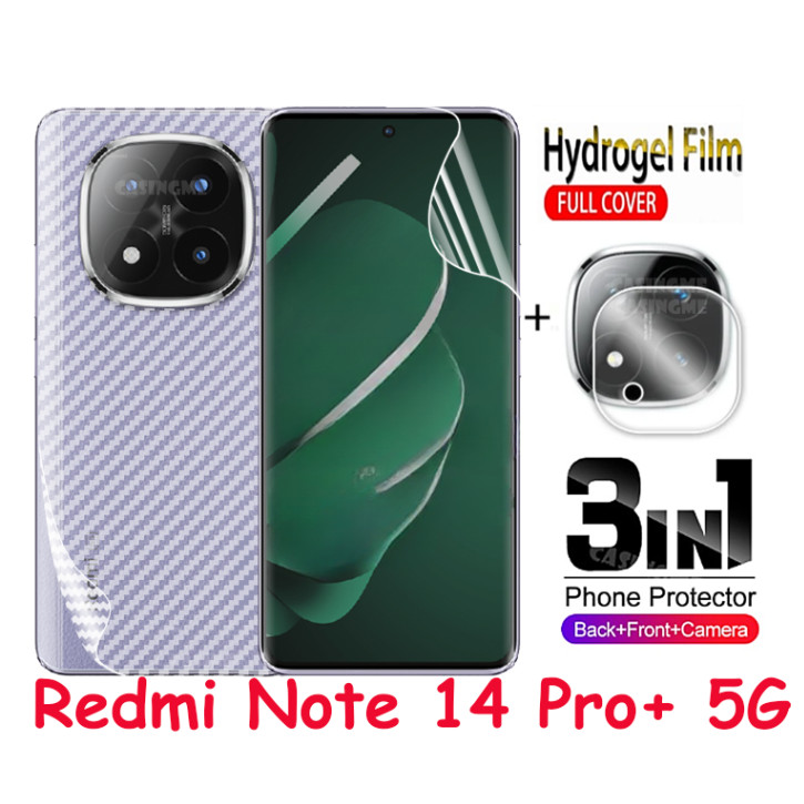 Redmi หมายเหตุ 14 Pro + 5Gคลุมทั้งหมดฟิล์มไฮโดรเจลสําหรับRedmi Note14pro + Note14 14Note 14Pro + 14Proหมายเหตุ 14 Pro + กล้องป้องกันฟิล์มหน้าจอป้องกันด้านหน้ากลับไม่กระจกนิรภัย
