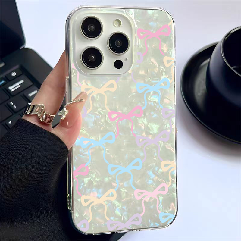 เคสโทรศัพท์มือถือ กันกระแทก for IPhone11 12 13 15 14plus 15pro max XR 12 13pro 6P 7P 8P XSผูกโบว์สามสี