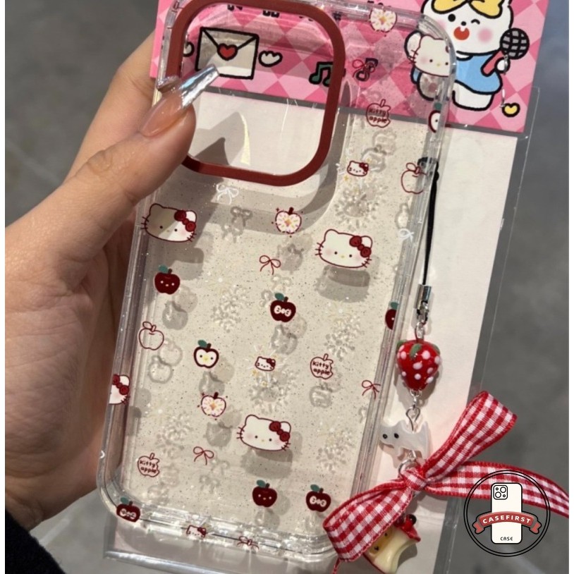 การ์ตูนแมวคิตตี้โบว์ผูกโปร่งใสนุ่ม เคส iPhone 11 15 XR 16 13 14 12 Pro Max 7Plus X XS Max 15 8 14 6 16 Plus SE 2020
