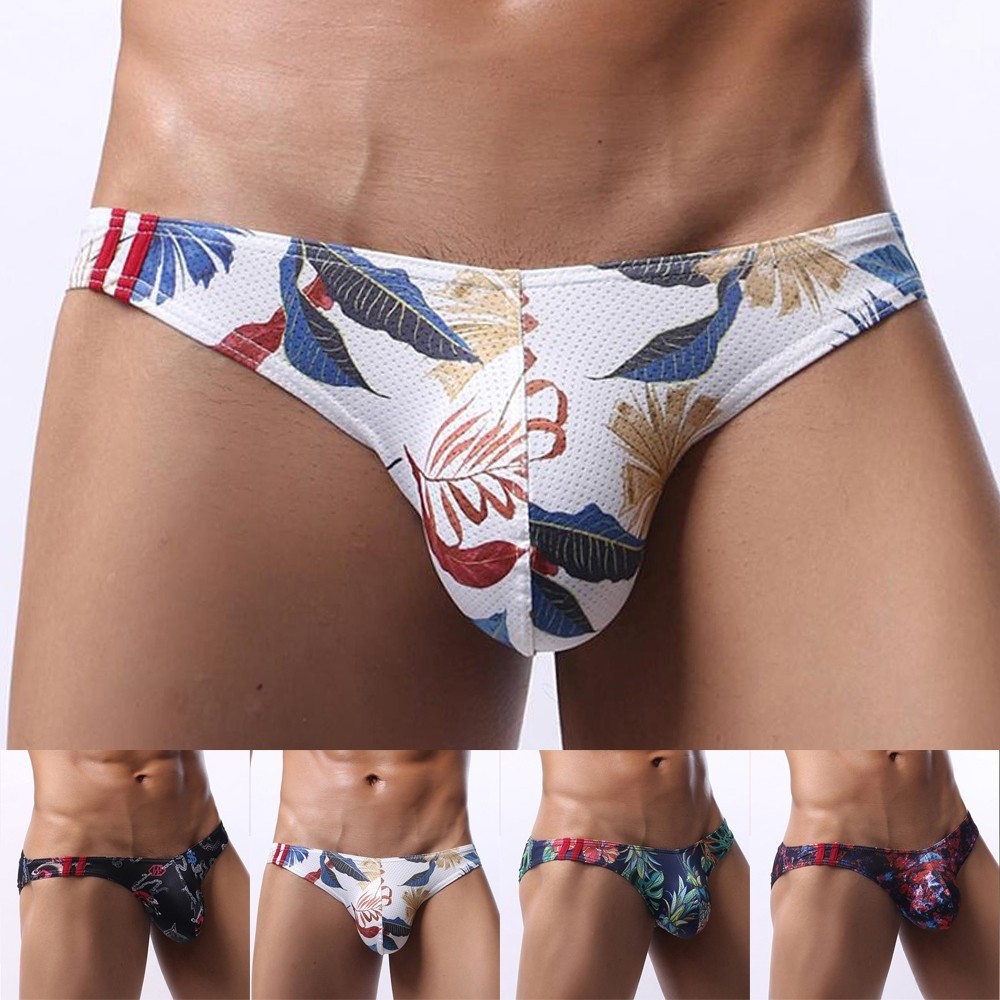 [COLORHM] Men Breathable Mesh Print Thongs ชุดชั้นใน Brief Bulge Pouch G-string Underpants