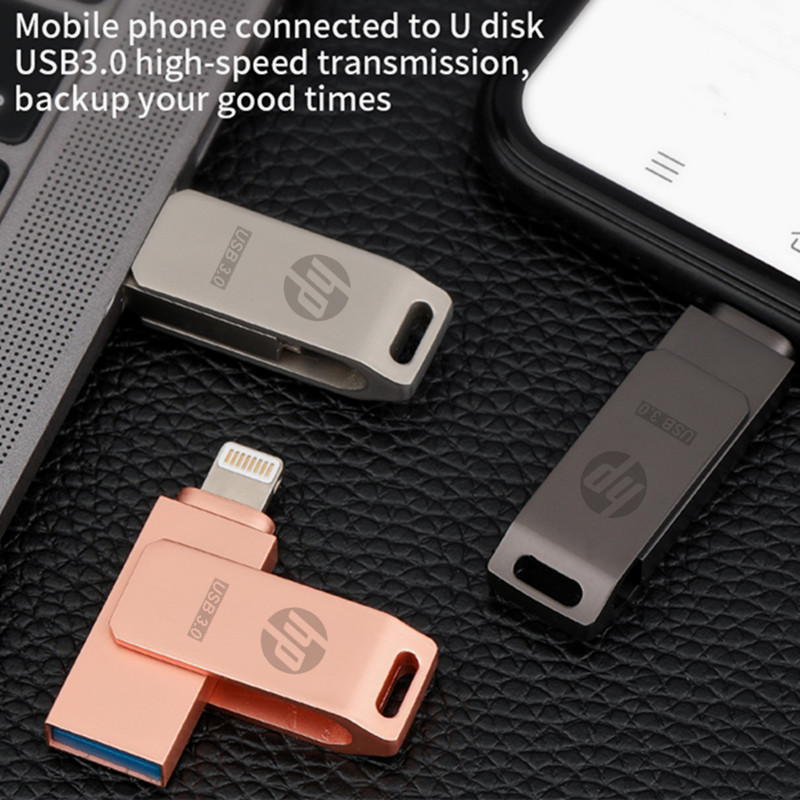 Hp 2 in1 Pendrive 512GB 1TB 2TB OTG USB แฟลชไดรฟ์ Memory Stick สําหรับ iPhone14/13/12/11/X/8/7/6 iPad iPod PC - รูปที่ 6