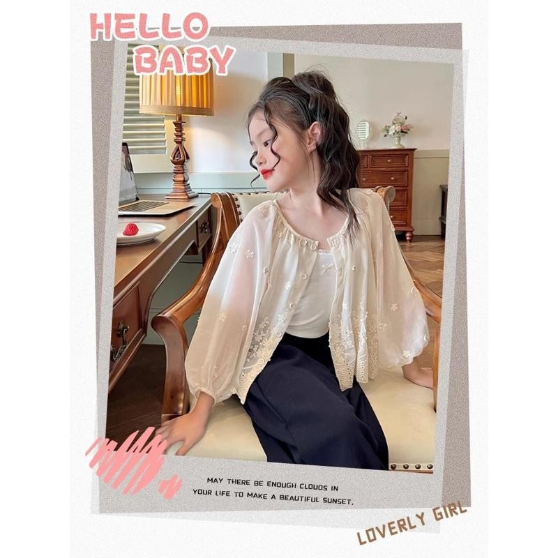 Hania kids เสื้อแขนยาวกันแดดลายลูกไม้ น่ารักสไตล์เกาหลี - K4135273