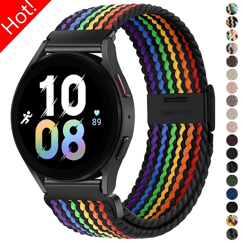 20 มม.22 มม.สําหรับ Samsung Galaxy นาฬิกา 6/5/4/5Pro ไนลอน Braided Solo Loop สําหรับนาฬิกา 6 คลาสสิก 43 47 มม.สําหรับ Huawei GT3 4Pro