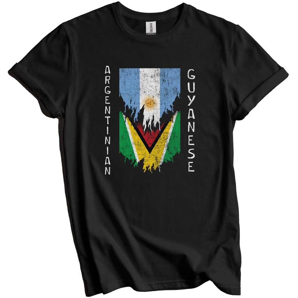 Argentian Guyanese Flags Ripped Torn Argentina Guyana เสื้อยืด