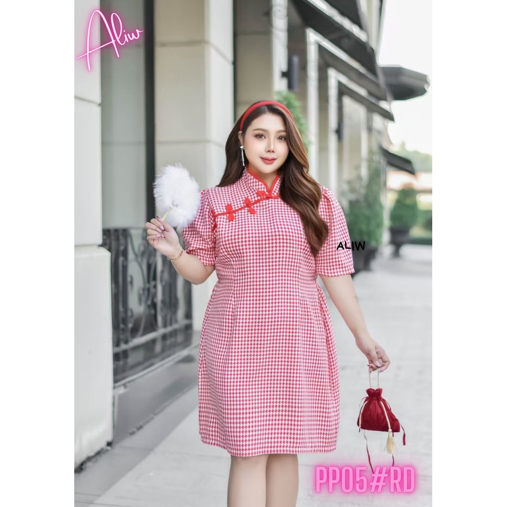 PLUS SIZE DRESS PP05 中大码中国千格复古伊连身裙