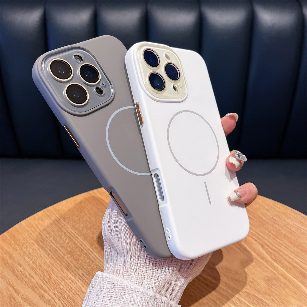 เคสไอโฟนซิลิโคนแม่เหล็ก foriPhone 11 14 15 12 16 Pro Max เคสไอโฟน 13 ชาร์จไร้สาย Case รวมอยู่ด้วยเลนส์กล้อง - รูปที่ 2