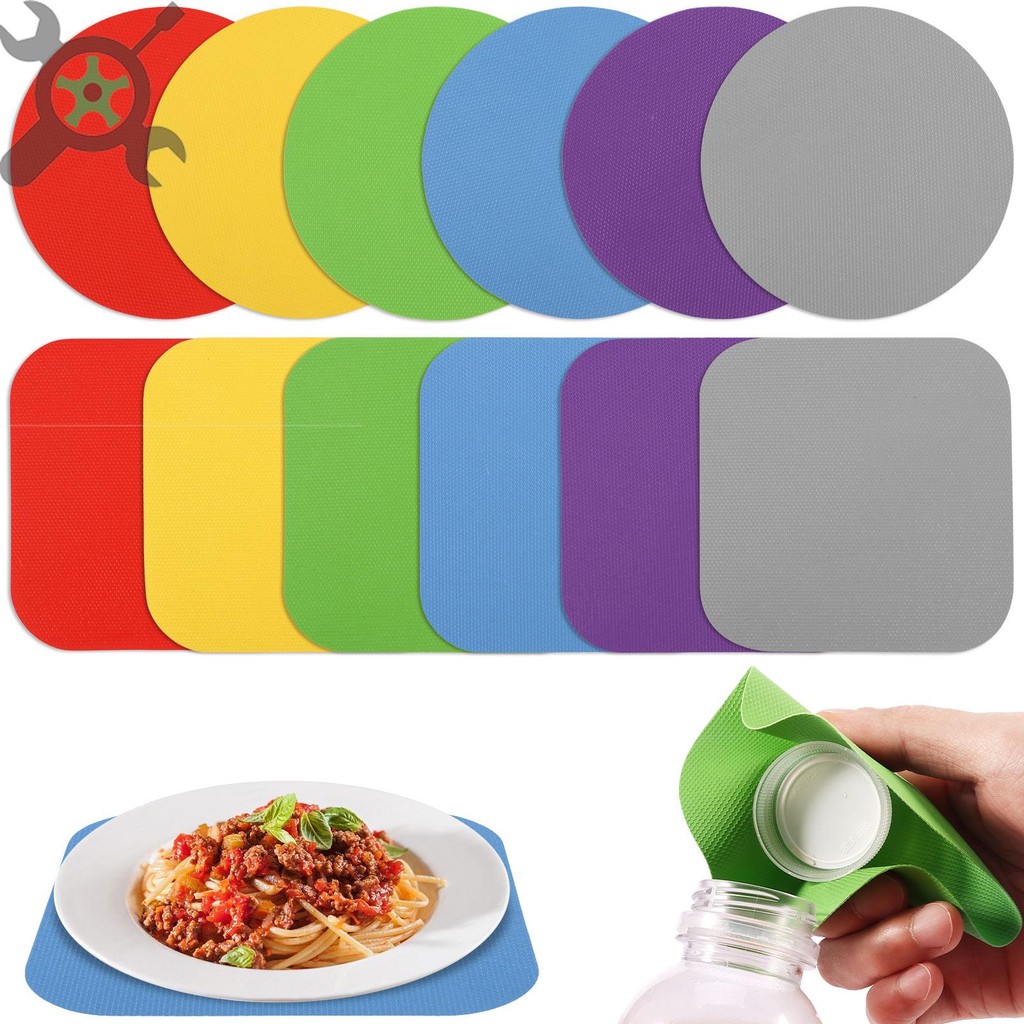 12 ชิ้นขวด Gripper แผ่นคู่มือที่เปิดขวดยาง Grippers อเนกประสงค์ลื่นที่เปิดขวดตารางสําหรับผู้สูงอายุ SHOPCYC4846
