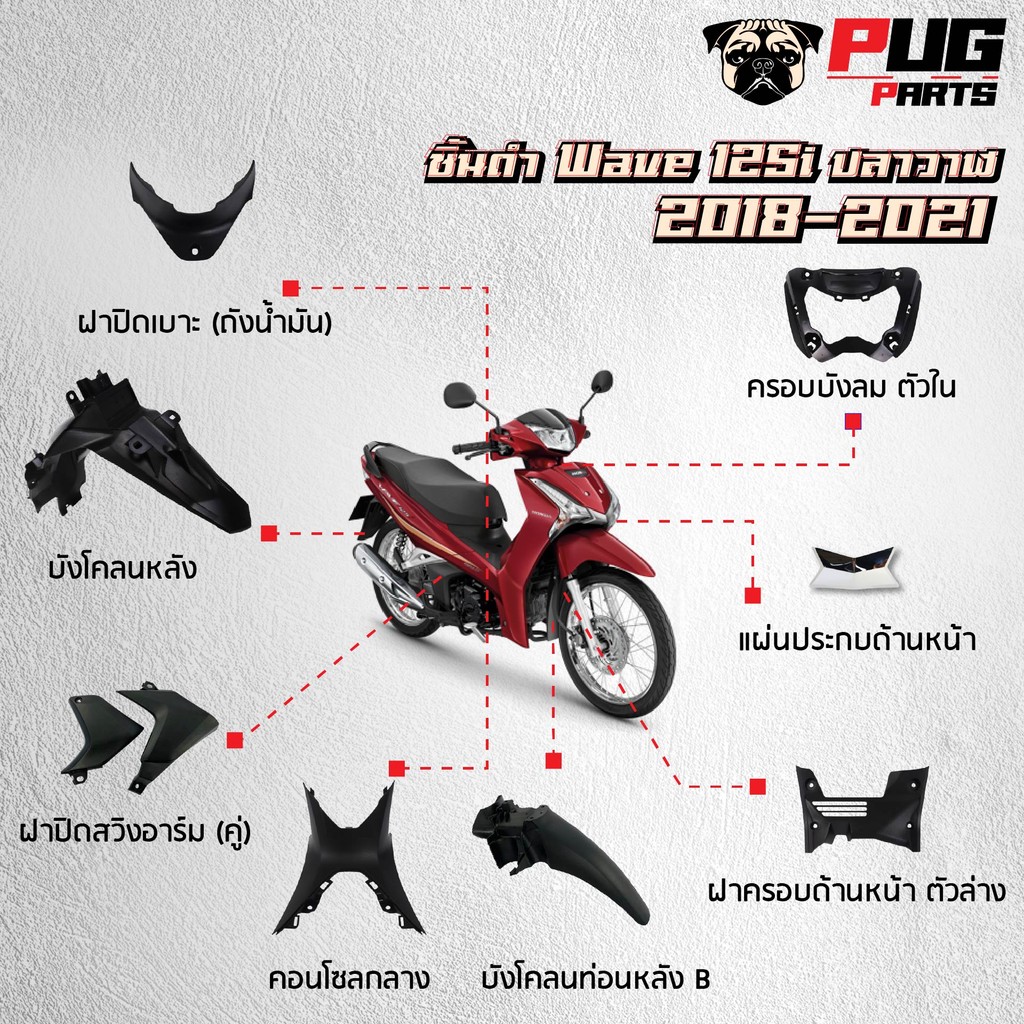 ชิ้นดำเวฟ125i ชิ้นดำด้านเวฟ Wave125i LED 2018-2021 ชิ้นดำHonda Wave125i LED ชิ้นพลาสติกดำเวฟ125i  NCA - รูปที่ 2