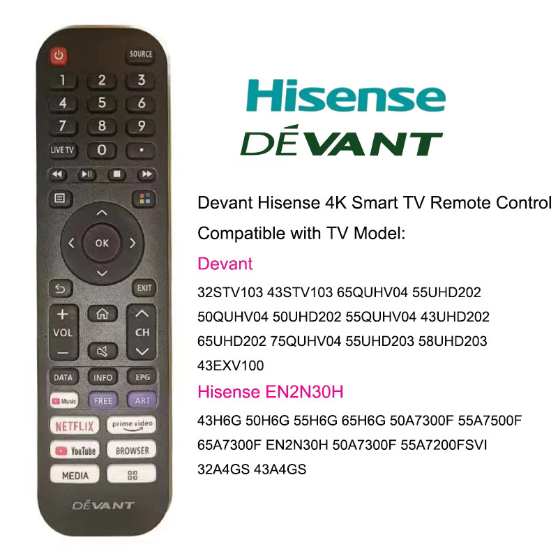 Universal remote Hisense devant LCD LED TV Player โทรทัศน์ไพรม์วิดีโอ/ BROWSER/ YouTube/ NETFLIX