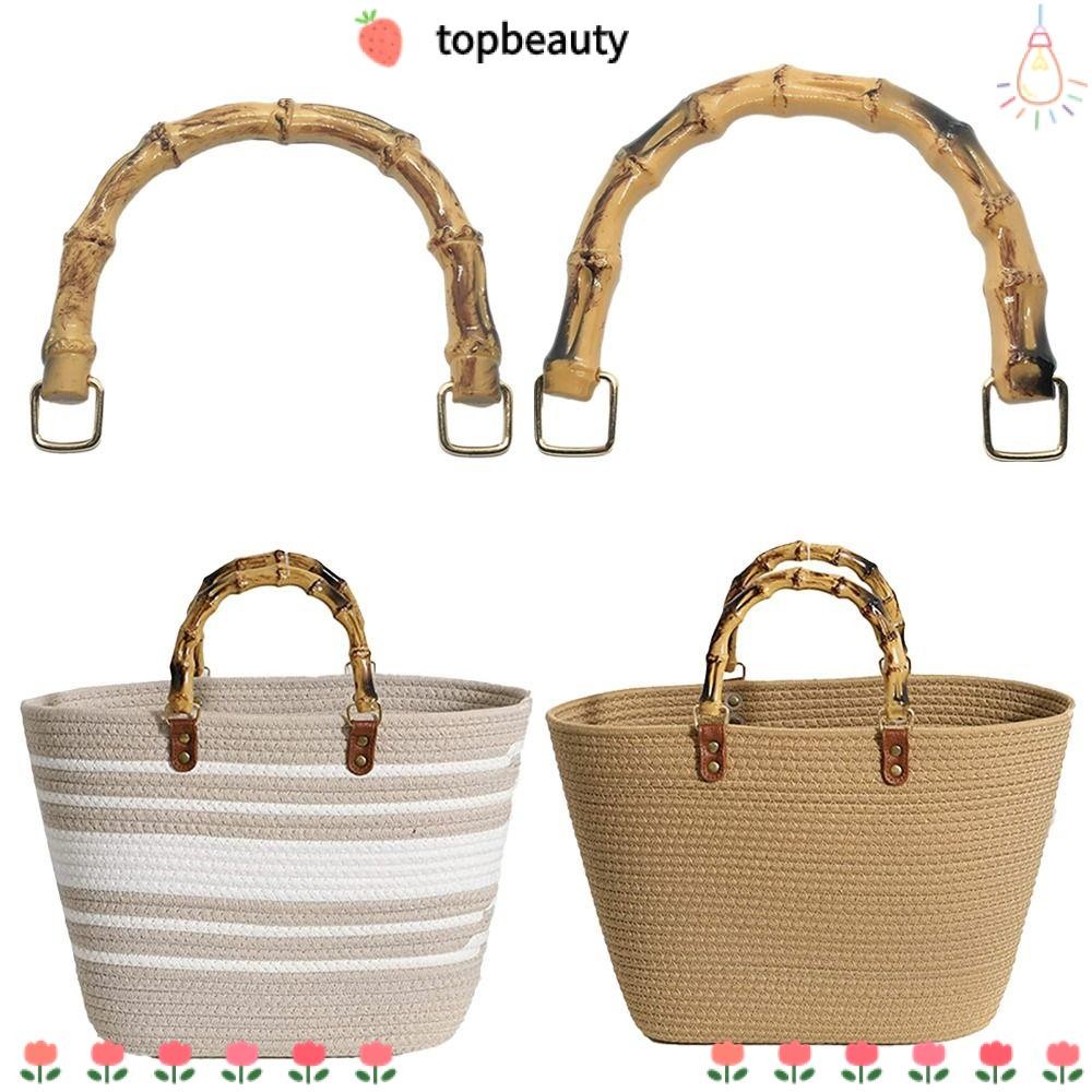 Topbeauty Bamboo Purse Handles Bag Accessories With Buckle Gift Box Handle Handbag Band Handle
