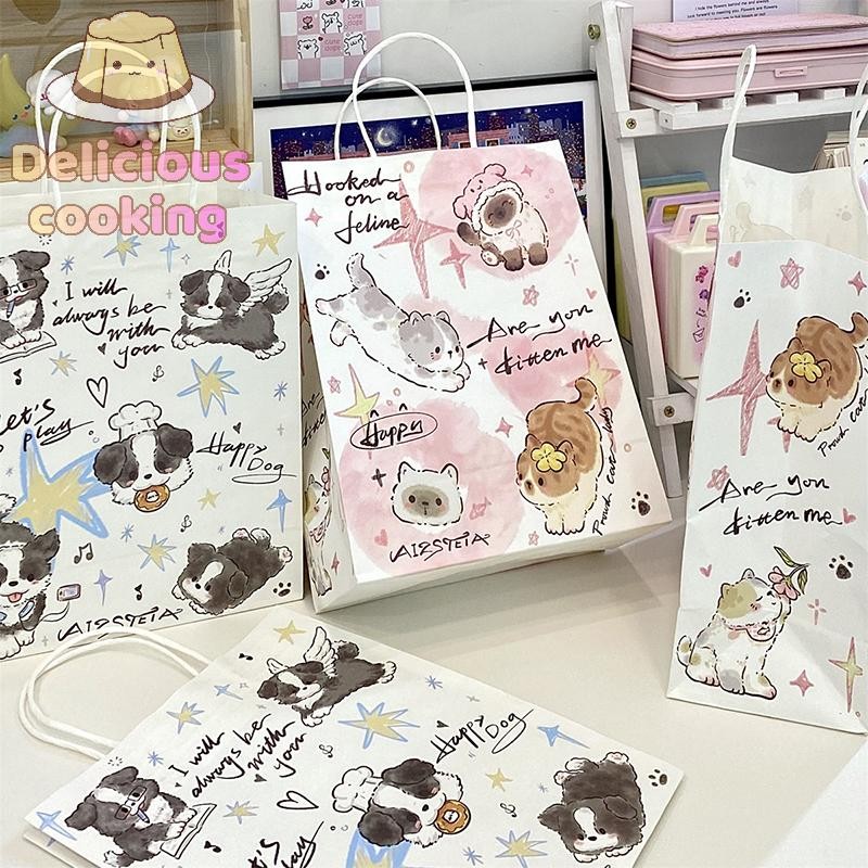 [ทําอาหารแสนอร่อย] ถุงกระดาษสุนัขน่ารักกระเป๋าถือกระเป๋าช้อปปิ้งถุงบรรจุภัณฑ์ถุงของขวัญถุงเก็บบรรจุภัณฑ์ของขวัญ[ใหม่]